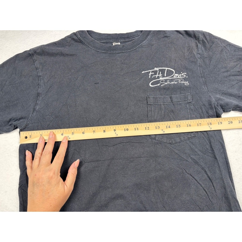 Zinc FH Davis Saltwater Fishing Pocket T-Shirt Mens Medium Black Graphic Fish - Picture 8 of 11